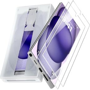 Richarm 2Pack Ceramic Screen Protector for Samsung Galaxy S24 Ultra/Anti Glare/Scratch Resistant/3D Curved Full Coverage Bubbles Free 3-Second Installation 2 Pcs Film Screen Protector