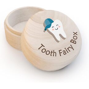Azbuk Tooth Fairy Box for Boys Girls, Funny Tooth Wooden Box and 3D Tooth, Stores Lost Teeth for Kids Child, Dropped Tooth Keepsake Storage Box to Place Under Pillow, Teeth Container Box