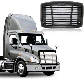 Front Hood Radiator Grille With Bug Screen Compatible With 2008-2017 Freightliner CASCADIA Bug Screen Front Grill ABS Plastic (Chrome with Bug Screen)