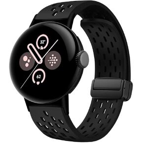 Magnetic Anti Sweat Sport Bands Compatible with Google Pixel Watch 3 41mm/Google Pixel Watch 2/Google Pixel Watch, Soft Silicone strap Waterproof Breathable Band for Men Women