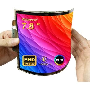 7.8 inch Flexible Display Curved Bendable Screen FHD 1920 * 1440 AMOLED Display with HDMI Driver Board OLED Monitor Without Enclosure Kit for DIY Prototype Demo Compatible with All Systems