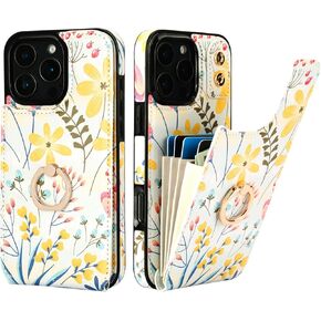 HAOPINSH for iPhone 16 Pro Max Wallet Case with Card Holder, 360°Rotation Ring Kickstand, White Leopard Pattern, RFID Blocking Leather for Girls Women, Double Buttons Protective Cover 6.9"