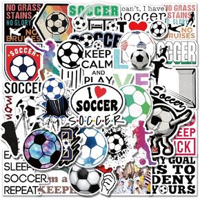 Soccer Stickers,50Pcs Vinyl Waterproof Stickers for Laptop,Water Bottles,Soccer Team Gifts