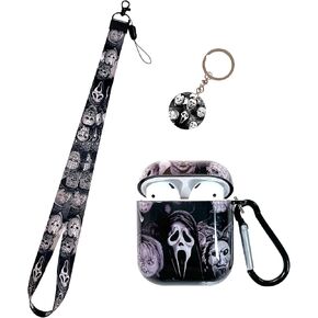 Cool Scream Pattern 2/1 Case with Durable IMD Printing Technology and PET Layer，with Horror Keychain Clip Carabiner and Lanyard