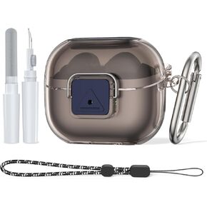 [Secure Lock] for Galaxy Buds Pro 3 Case & Galaxy Buds 3 Case Cover, TUDIOW Clear Shockproof Protective Cover for Samsung Galaxy Buds3 & 3 Pro Accessories with Cleaning Kit& Keychain (Clear Purple)