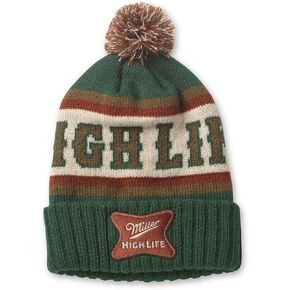 AMERICAN NEEDLE Miller Lite Beer Pillow Line Knit Beanie Cap, Navy/Ivory/Gold (23012A-MLITE-NIG)