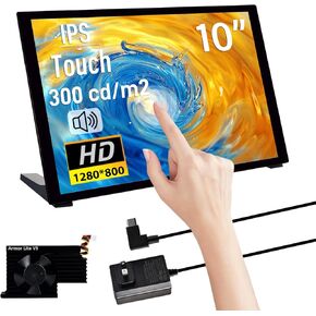 GeeekPi 10.1 inch Capacitive Touchscreen for Raspberry Pi, HDMI Monitor IPS 1280X800 LCD Display with Dual-Speaker for Raspberry Pi 5/4B/3B+/3B/B+, with Mount Hole to Install Raspberry Pi Board