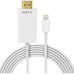 Lightning to HDMI Adapter, HDMI to Lightning Cable, HDMI Cable 1080P HD Video Sync Screen Connector, Directly Connect on HDTV/Monitor/Projector NO Need Power Supply (6Ft)