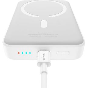 Baseus for MagSafe Portable Charger,5000mAh Wireless Magnetic Power Bank with Type-C Cable 20W PD Charging, Slim Phone Battery Pack for iPhone 16/16 Pro/16 Pro Max, iPhone 15/14/13/12 Series -(White)