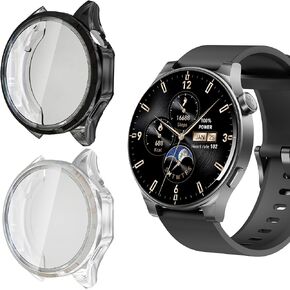Compatible for TOZO S5 Smart Watch Case, Lamshaw Soft Slim TPU All Around Protective Shell Anti-Scratch Bumper Cover Case Compatible for TOZO S5 Smartwatch-1.43’’ (Black+Black)