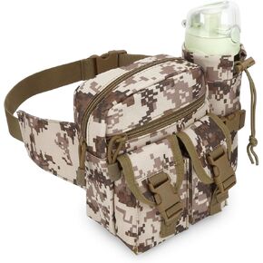 DOB SECHS Hiking Waist Bag with Detachable Water Bottle Holder and Adjustable Waist Belt Oxford Fanny Pack for Men Women Causal Belt Bag for Travel Outdoor Fishing Running Hiking Hunting,Camouflage