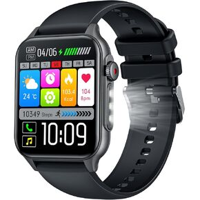 Smartwatch for Men Fitness Watch Android: 1.96" HD Smart Watches for Men LED Flashlight Digital Sport Mens Watch Make/Answer Call Heart Rate Monitor Waterproof 100+ Sports Modes Compatible iOS Phones