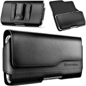 Stronden Holster for iPhone 16 Plus, 16 Pro Max, 15 Plus, 15 Pro Max, 14 Plus, 14 Pro Max, 13 Pro Max, 12 Pro Max Holster Belt Case with Clip, Leather Pouch (Fits Slim/Thin Case On)