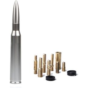 50 Cal Caliber Black RED TIP Bullet Antenna Heavy Gauge Billet Aluminum Short Compatible with Ford F150 F-150 1999-2019 (Black) (Red-Black)
