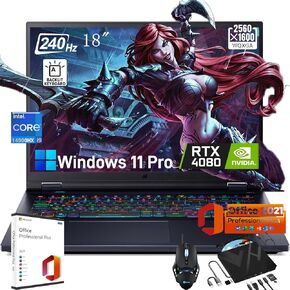 acer Predator Helios 18 Gaming Laptop - 18" 2.5K 240Hz, Intel i9-14900HX, GeForce RTX 4080, 64GB DDR5, 2TB SSD, Windows 11 Pro & Lifetime Microsoft Office, RGB KB, WiFi 7, with 8 in 1 Optical Drive