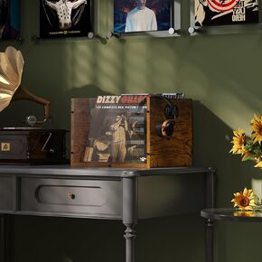 Record Album Storage Crate, Bamboo & Acrylic Vinyl ​Record Crate, Multifunctional Visible Record Holder Crate with Handle, Great for Storing Vinyl ​Record LP's/Albums Hanging Letter Size Folders Toy