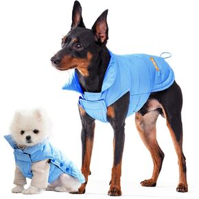 SPACE LION Dog Puffer Jacket, Down Dog Winter Coat, Waterproof, Windproof, Lightweight Dog Jacket, Adjustable Fit Dog Coat for Small, Medium, and Large Dogs(DarkBlue,S)