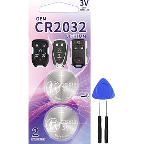 2 Pack Key Fob Battery Compatible with Chevy GMC- Silverado Equinox Malibu Sierra Traverse Cruze Impala Tahoe Terrain Acadia Yukon Colorado Camaro Suburban Trax Blazer Sonic Express Remote Key
