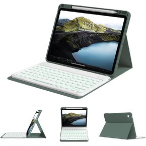 kenke Keyboard Case for iPad Air 11 Inch (M2) 2024, iPad Air 5th/4th Generation 10.9 Inch 2022/2020, Stand Folio Cover with Pencil Holder, 7 Color Backlit Detachable Wireless Keyboard, Black in Kuwait