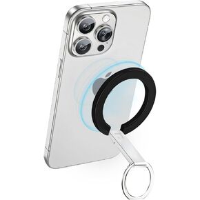 Casmoby for MagSafe Ring Holder, Compatible with MagSafe Phone Grip, Double Ring Magnetic Phone Grip, Compatible with MagSafe Accessories iPhone 16 15 14 13 12 Pro, Pro Max, Mini, Plus (White)