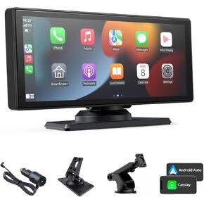 8.88 inch Portable Car Stereo with Carplay Android Auto, HD Carplay Screen for Cars with Backup Camera, Bluetooth, GPS Navigation, Mirror Link, Voice Control, AUX, FM, Music/Video Playback