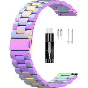 FitTurn Bands Compatible with Cubitt Teens/Cubitt Jr Metal Stainless Steel Watch Band Replacement Classic Durable Solid Link Accessory Buckle Metal Strap Wrist Band for Cubitt Teens/Jr Fitness Wellness Tracker