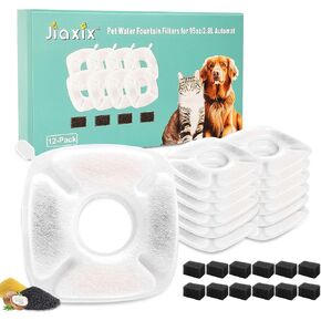 24 PCS Cat Water Fountain Replacement Filters for Veken 95oz/2.8L Water Fountain Automatic Dog Water Fountain Filters,12 Pack Replacement Filters & 12 Pack Replacement Pre-Filter Sponges