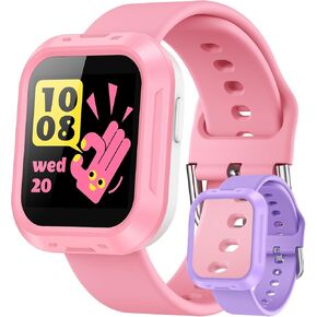 Parsonver Kids Smart Watch for Girls Teens, IP68 Waterproof Kids Fitness Activity Tracker with 1.4 Inch DIY Face, Heart Rate Sleep Monitor, 20 Sport Modes, Alarm, Great Gifts for Girls 6+, Pink+Purple