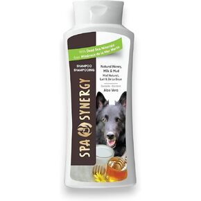 Pet Dog Shampoo Mud and Natural Dead Sea Mineral Rich, Aloe Vera & Vitamin-E, Soothing, Soften & Shiny Coat, Cleansing - Natural Honey & Milk - (1) Bottle 16.5 FL OZ