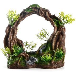 ديكور حوض السمك لفرع جذر شجرة سايم، ديكور إكليل نباتات اصطناعية لخزان الأسماك للعب الأسماك، ديكورات حوض أسماك بيتا الذهبية لإخفاء الملحقات in Kuwait