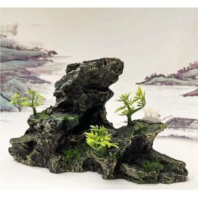 Pssopp Aquarium Rockery Decoration Fish Simulation Resin Rockery Mountain View Stone Ornament Fish Hiding Cave Stone Decor