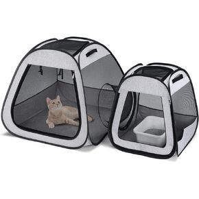 Portable Cat Dog Playpen: Pet Playpen, Cat Houses & Condos, Indoor Outdoor Cat Enclosures Pop Up Cat Cage for Kittens, Puppies and Small Animals, Suitable for Travelling and Camping