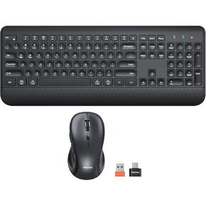 MEETION C3000 Wireless Keyboard and Mouse, 2.4 GHz Wireless, Full Size Keyboard, 3800 DPI Optical Mouse, for Windows, Laptop Computer Desktop Black
