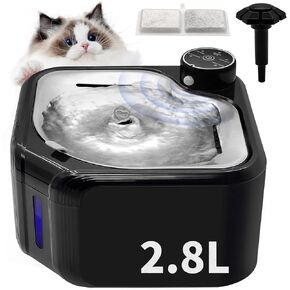Wireless Cat Water Fountain, 2.8L/95oz Cat Fountain Water Bowl Ultra Quiet Pump Portable Pet Dispenser Efficient Filter System Easy to Clean for Cats and Dogs