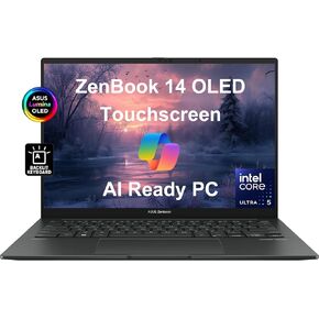ZenBook 14 OLED Q415 Business Laptop (14" FHD+ Touchscreen, 14-Core Ultra 5 125H (> i7-1360P), 8GB DDR5 RAM, 1TB SSD) AI PC, 15-Hr Long Battery Life, FHD Webcam, Win 11 Home w/AI Copilot