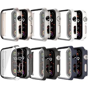 6 Pack Case Tempered Glass Screen Protector for Apple Watch Cover Series 10 9 8 7 6 5 4 3 2 1 SE Ultra 38mm 40mm 41mm 42mm 44mm 45mm 46mm 49mm, Thin Scratch Resistant Full Protective Hard PC Bumper