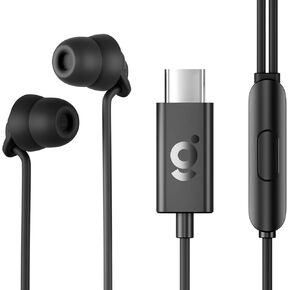 USB C Headphones, in-Ear Sleeping Earbuds Ultra-Light Soft Silicone Tangle Free, Type-C Earphones with Mic & Button Controls for Sleeping on Side, Travel, Meditation & Relaxation