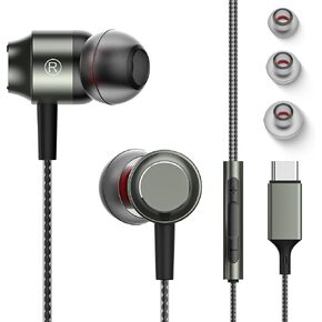 سماعات رأس USB C لهاتف Samsung Galaxy S24 S23 FE S22 S21 S20 A53، سماعات أذن من النوع C عازلة للضوضاء، سماعات أذن سلكية مع ميكروفون وتحكم في مستوى الصوت، سماعات أذن عالية الدقة لهاتف iPhone 15 16 Pro Max