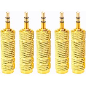 Sam&Johnny 1/4 to 3.5mm Adapter, 1/4'' Headphone Adapter, 1/8'' Male Plug to 1/4'' Jack Female Socket Auxiliary Adapter for Headphone Amp Adapte - 5 Pack