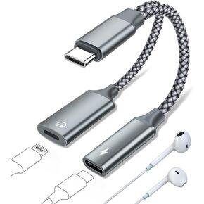 LecLooc USB C to Lightning Headphone Jack Adapter, Lossless Sound Quality, Compatible with iPad Pro, MacBook, Galaxy S23, Windows 10, and Other Type C Devices