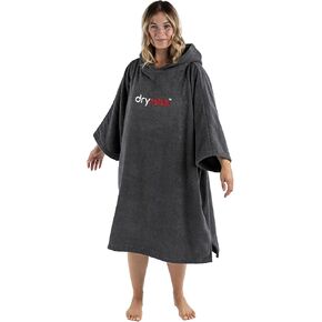 Dryrobe Towel Swim Robe - Hooded Surf Poncho Changing Robe - Organic Cotton - for Swimming, Beach, Surfing - Short Sleeve- (Large-Navy Blue)