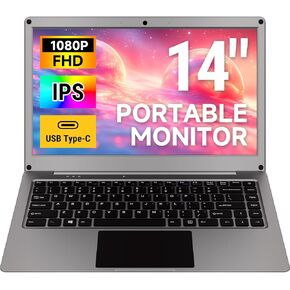 ELECROW Portable Monitor 14" 1080P FHD USB C Portable Laptop Monitor w/Keyboard Built-in Battery Computer Display IPS External Gaming Monitor for Phone PC Mac Xbox Switch - CrowView Note