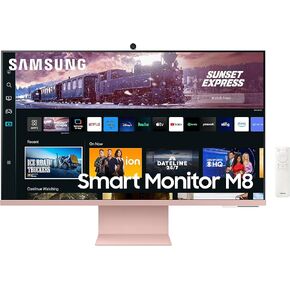 SAMSUNG 27" M80C UHD HDR Smart Computer Monitor Screen with Streaming Wireless Remote PC Access, Alexa Built-in (LS27CM80PUNXZA), Sunset Pink (Renewed)