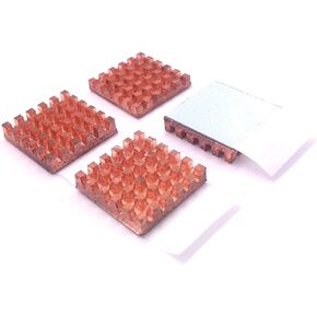 Easycargo 20mm Copper Heatsink Kit 20mm x 20mm x 4mm+ pre Applied 3M 8810 Thermal Conductive Adhesive Tape, Cooler Heat Sink Set for Cooling NVMe M.2 8810 SSD IC Chips (4pcs 20x20x4mm Copper)