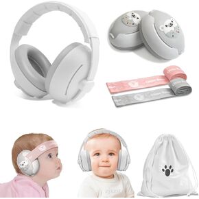 Baby Ear Muffs, 2-in-1 Baby Noise Canceling Headphone, Hearing Protection for Babies 0-48 Months, Adjustable Headband & 2 Soft Non-Slip Straps, Dual Wearing for Sleep, Travel, Outdoor Activities