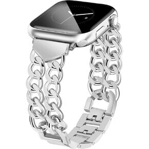 JR.DM Gold Watch Bands for Women Compatible with Apple Watch Band 40mm 41mm 38mm 42mm 44mm 45mm 46mm 49mm Stylish Metal Steel Chain Bracelet for iWatch Series 10/9/8/7/6/5/4/3/2/1 SE/Ultra