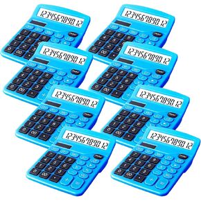 Bulexy 8 Pack Office Calculators Desktop, 12-Digit Solar Basic Desktop Calculator Dual Power Electronic Calculators with Large LCD Display Big Button Handheld Calculator for Office Home and School