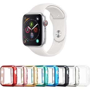 8 Pack 49mm Watch case with Built-in HD Clear Ultra-Thin TPU Screen Protector Cover Compatible with Apple Watch Ultra 2 (2023) / Ultra 1 (Clear+Black+Gold+Rose Gold+Red+Blue+Green+Silver)