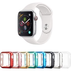 8 Pack 49mm Watch case with Built-in HD Clear Ultra-Thin TPU Screen Protector Cover Compatible with Apple Watch Ultra 2 (2023) / Ultra 1 (Clear+Black+Gold+Rose Gold+Red+Blue+Green+Silver)