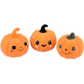 CHIWAVA 3PCS 2.4" Funny Pumpkin Latex Dog Toy Set Interactive Play for Small Dogs